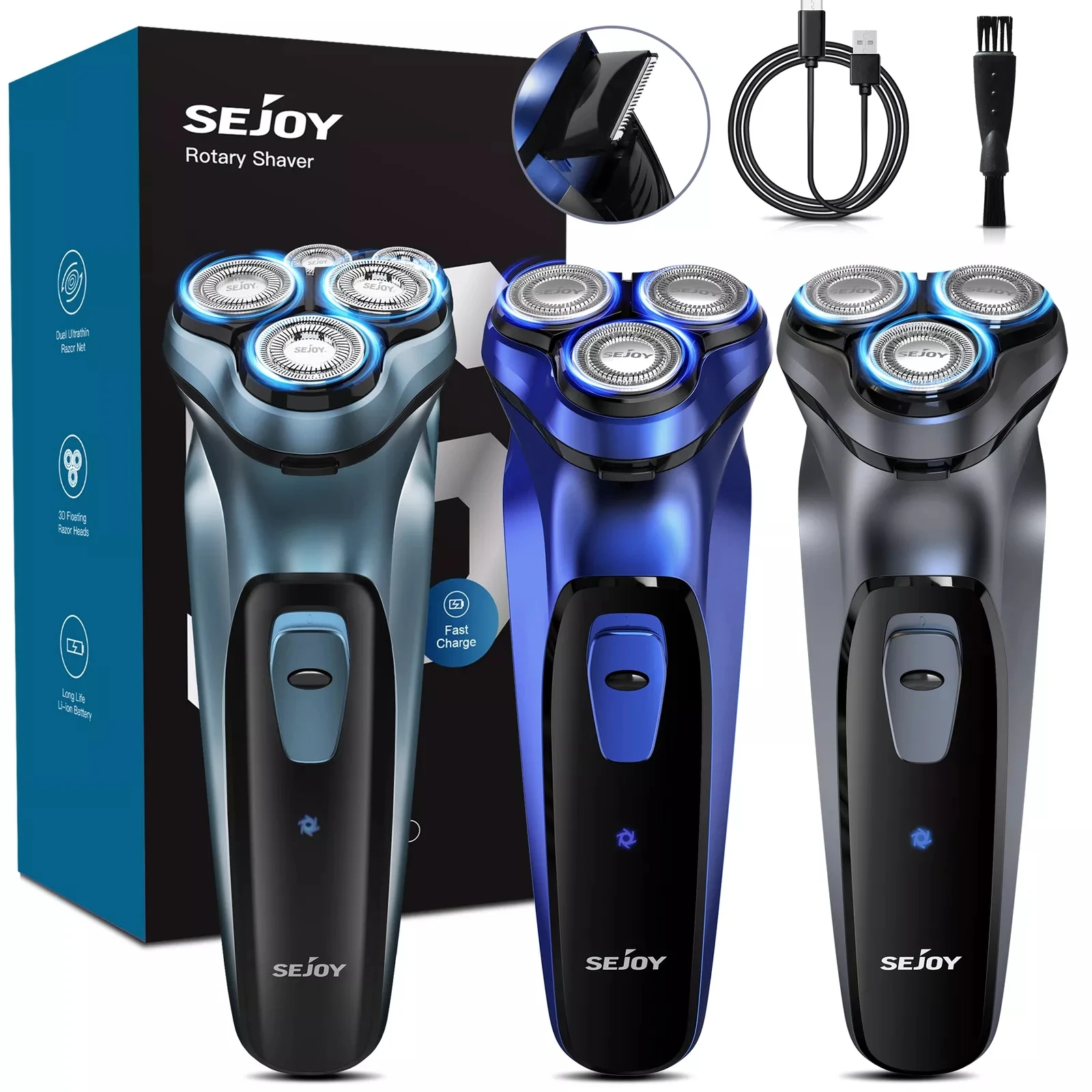 Sejoy Electric Razor for Men Rechargeable Electric Shavers Rotary Portable Travel Razor Idea Gift Beard Trimmer