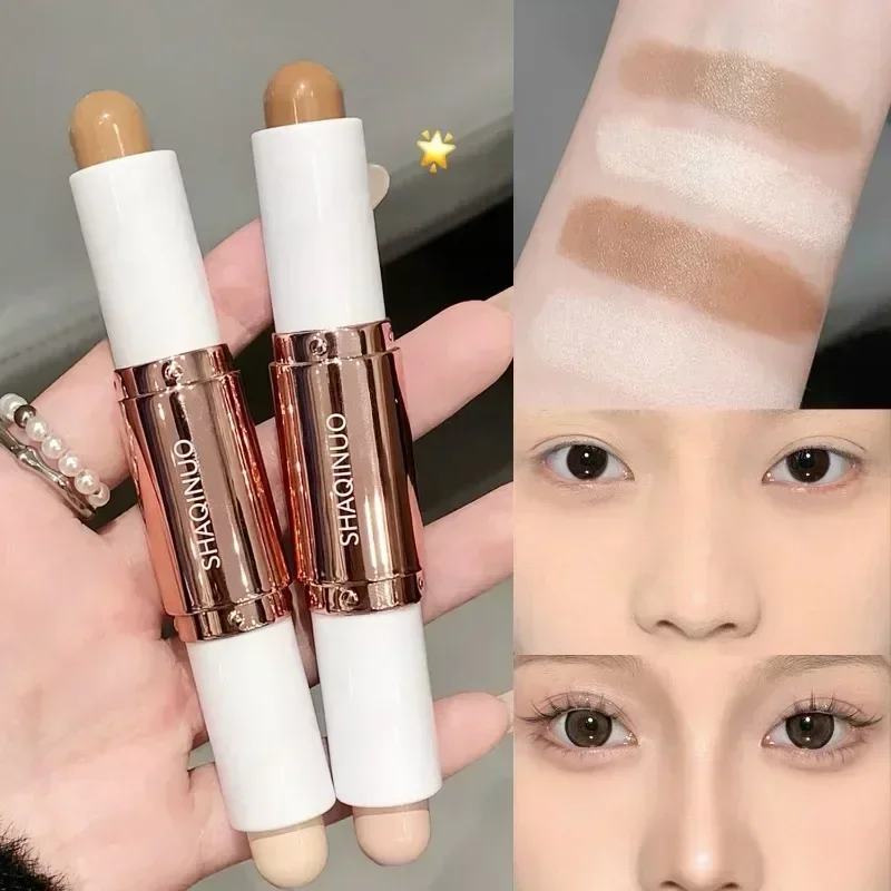 2 IN 1 คุณภาพสูงแต่งหน้า Base Foundation Stick สําหรับ Face Bronzer สําหรับคอนซีลเลอร์ใบหน้า Contouring Beauty ผู้หญิงเครื่องสําอาง