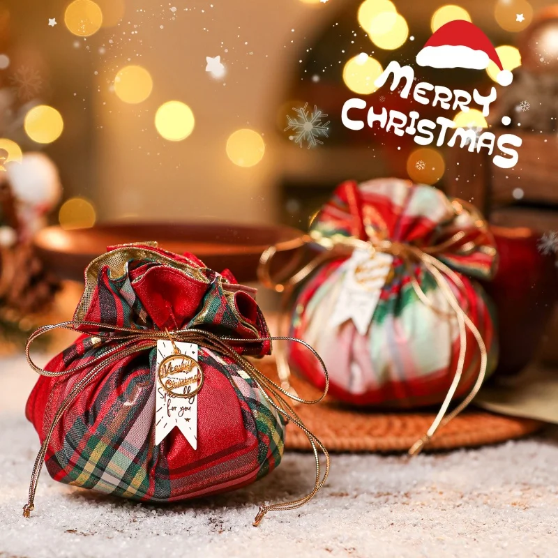 

Creative Christmas Gift Velvet Apple Bag Cute Festive Design Handheld Drawstring Box Reusable Christmas Eve Gift Pouch