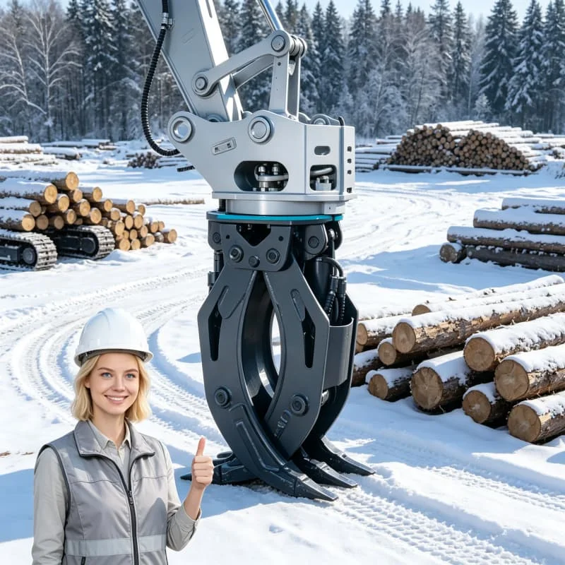 Quick Connect Grapple Saw for Crane Hydraulic Wood Cutting Chainsaw Tree Felling Attachment for Forestry Logging Land Clearing