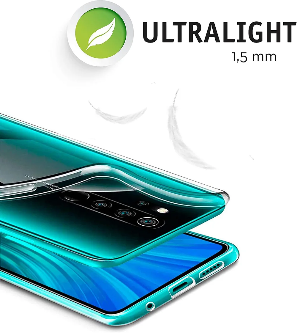 Ultradünne, klare Silikon-Softhülle für Xiaomi Redmi Note 8 9 Pro 8T 9S 9A 9C 9T 8A Transparente, klare Rückseite Slim Shell – Detail 5