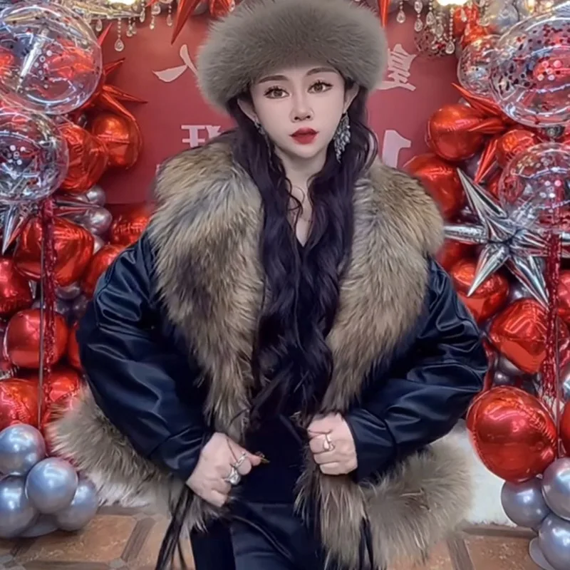 새로운 겨울 인터넷 유명한 황금섬 오소리 칼라 패셔너블한 코트 하이닝 외부의 심플한 개별 및 캐주얼웨어