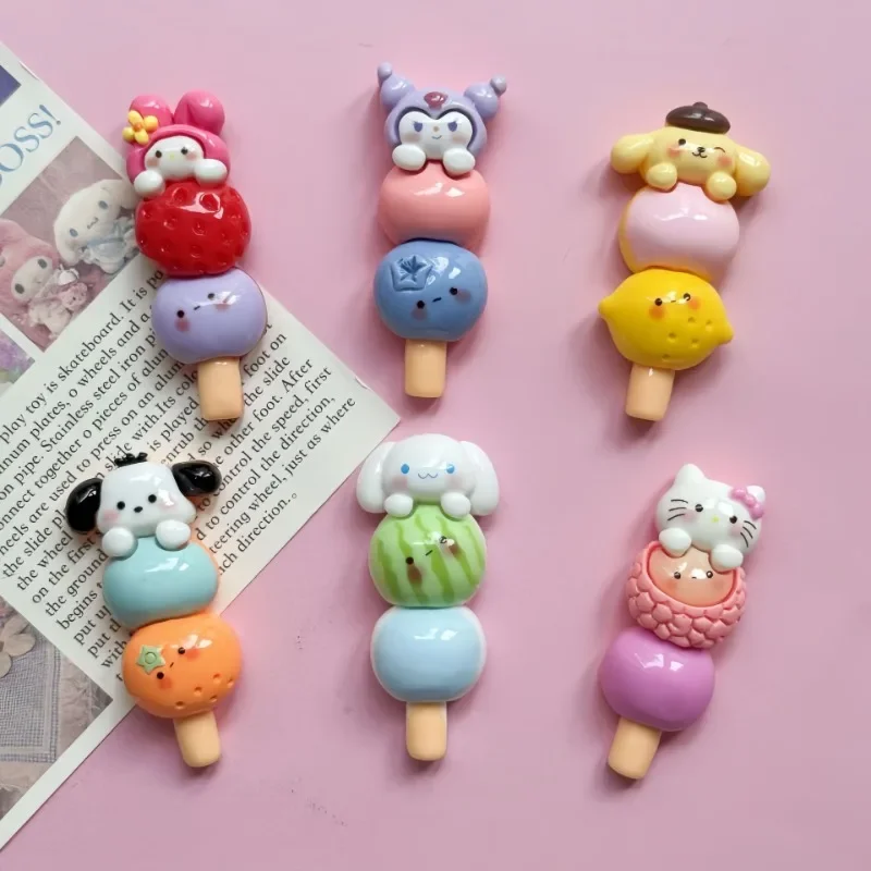 Cartoon anime Sanrio fruit skewers shiny resin DIY handmade hair clip jewelry accessories refrigerator sticker materials