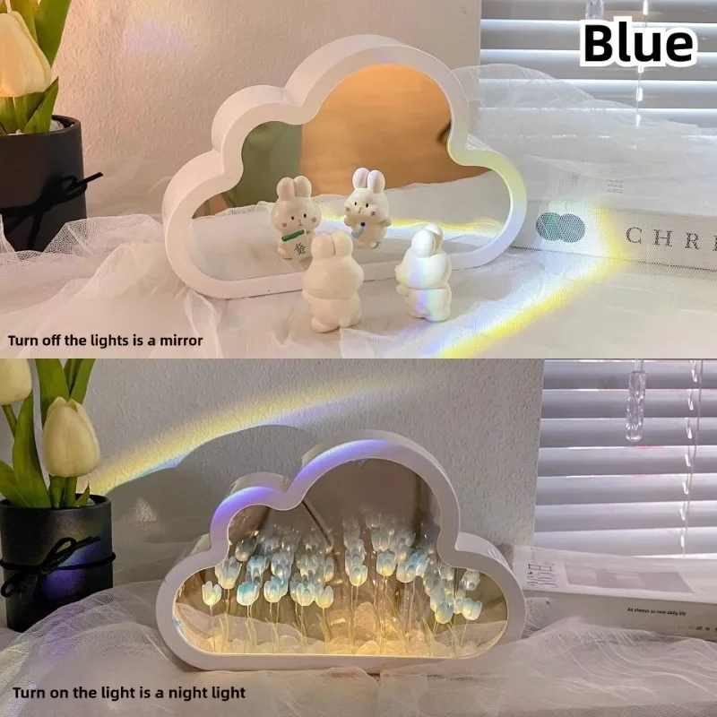 Handmade Cloud Tulip Night Light Energy Efficient LED Mood Lamp DIY Craft 3D Flower Simulation Decor for Birthday Gift