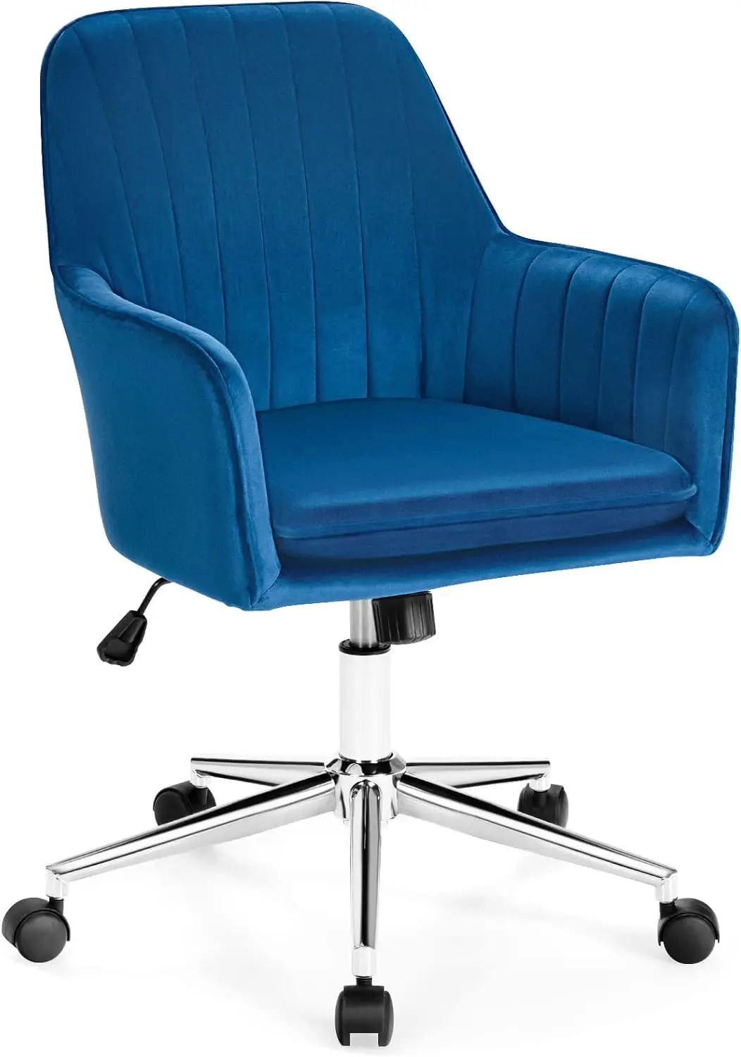 Velvet Desk Chair, Mid-Back Leisure Office Chair, Modern Computer Armchair, Swivel Accent Chair, 360° Rotatable Vanity Chair,