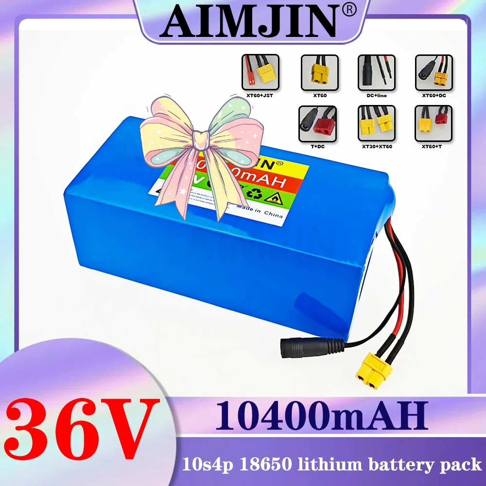 

36V 10.4Ah battery 18650 10S4P battery pack 500W high power batteries 42V 10400mAh with BMS Protection+Charger