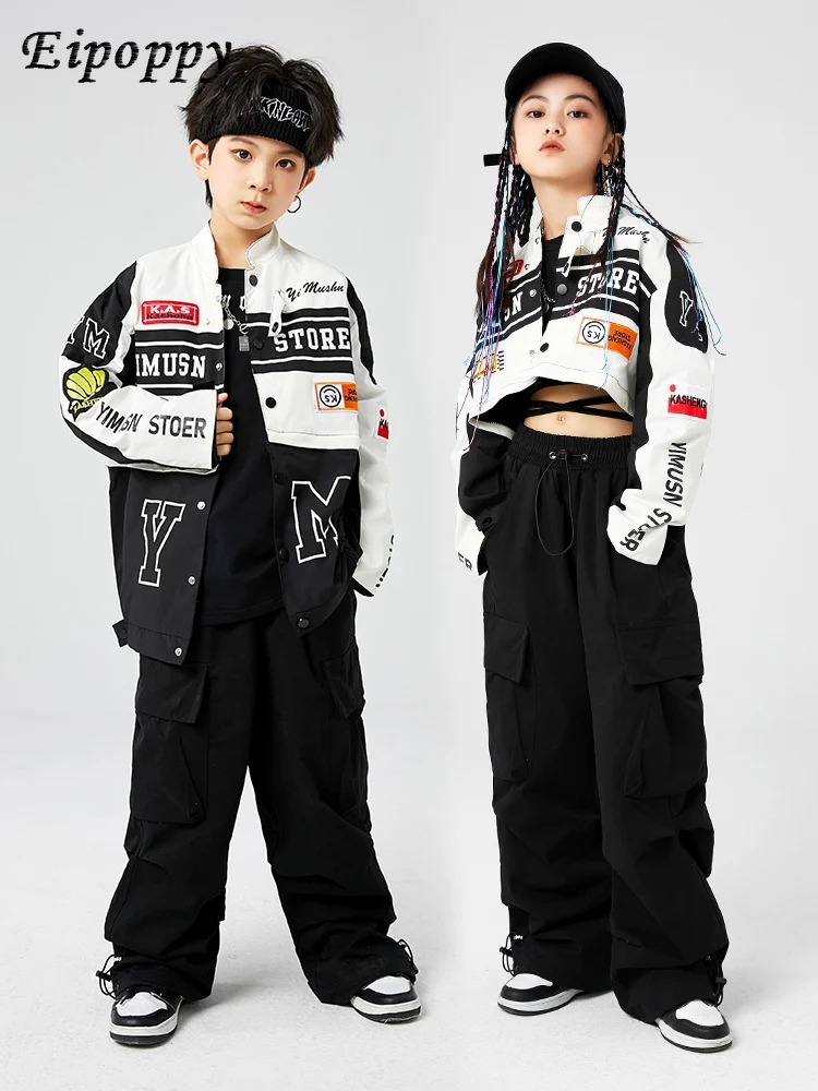 Hip Hop Children's Fashion Clothes Boys' Handsome Hiphop Drum Set Motorcycle Clothes Girls' Jazz Dance Catwalk Performance