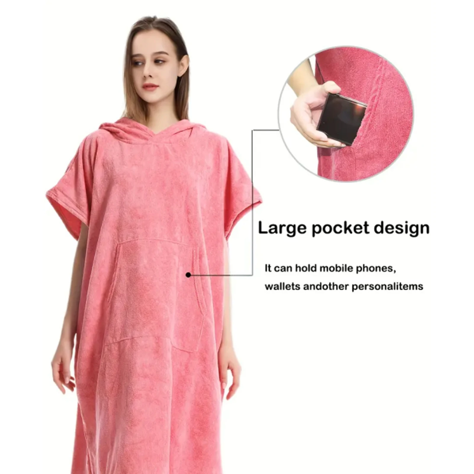 Surf Poncho Changing Towel Swim Robe Microfiber Quick Dry Womens Changing Robe for After Showing Bathing Wear