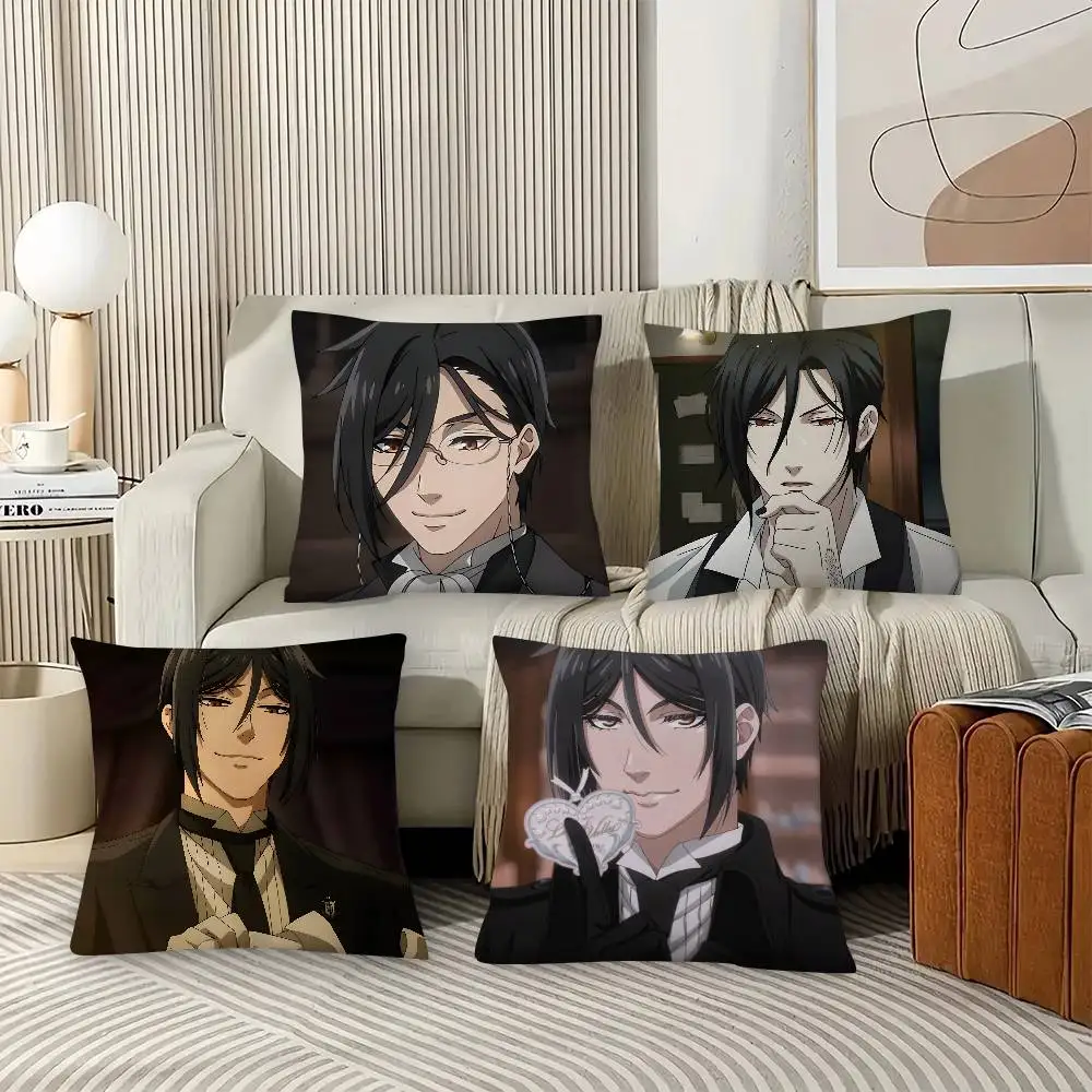 1pc Black Butler Sebastian Mikaellis Pillow Case Fashion Square Pillowcase Bedroom Sofa Room Ins Decoration Leisure