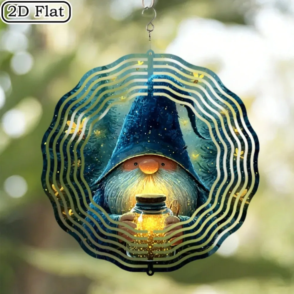 

10-дюймовый металлический ветряной колокольчик с гномом на солнечной батарее, дизайн «Волшебные светлячки», вращение на 360° ° Вращающийся крючок, успокаивающий звук, для улицы/дома O