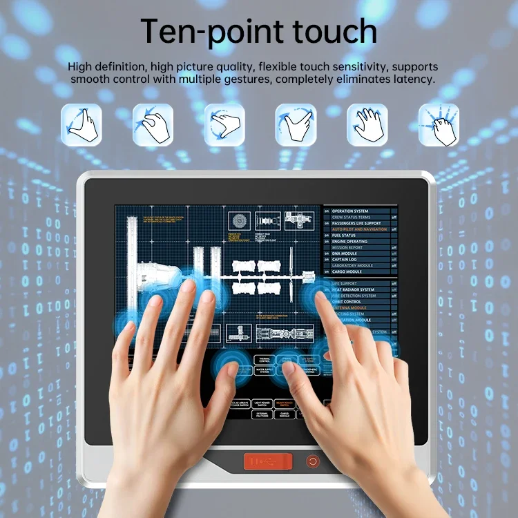 17/18.5/19 Inch Fully Enclosed Industrial Touch PC IP65 Waterproof/Dustproof Embedded  Wall-Mounted Fanless All-in-One Panel PC