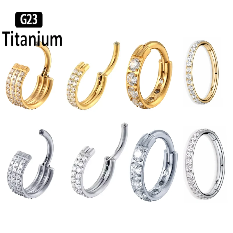 ASTM f136 Titanium Piercing Hinged Segment Septum Hoop Nose Rings Clicker Ear Cartilage Tragus Helix Conch Body Jewelry Earrings