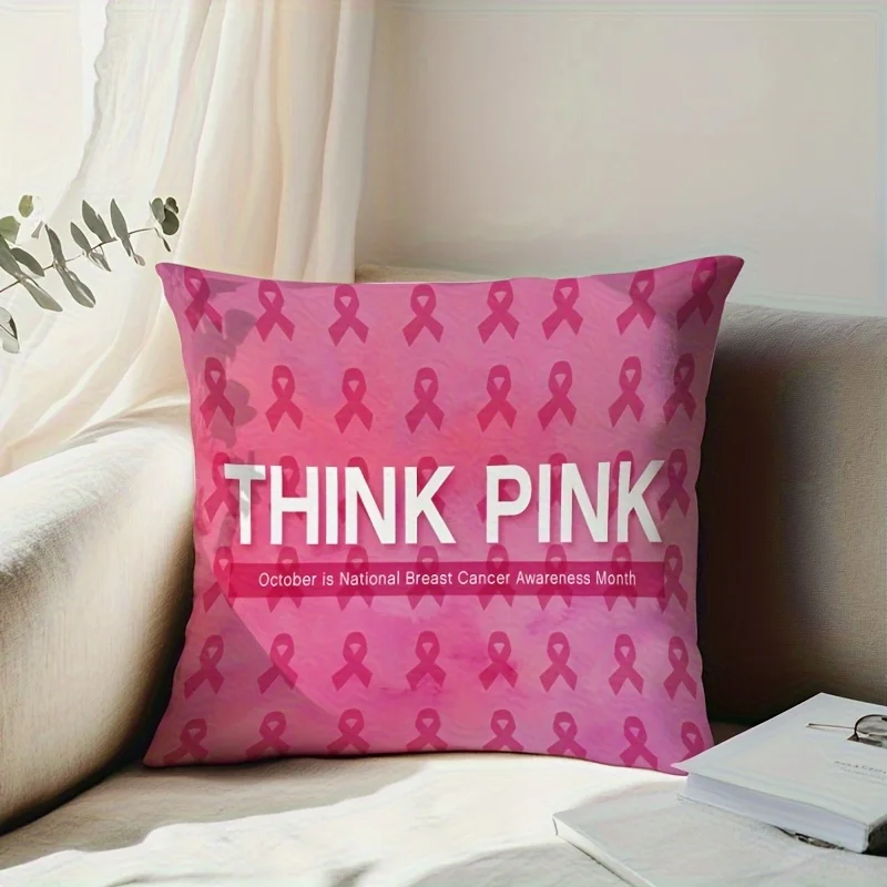 Think Pink Pillow - Breast Cancer Awareness, Adds Support, Hope, and a Touch of Inspirational Comfort to Your Living Space