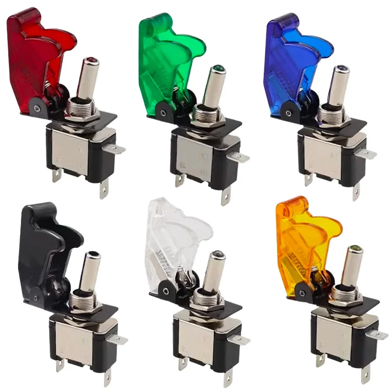 

​​Dustproof Flip Cover Guard Switch 12V20A - Transparent ON/OFF Rocker with Red/Green LED for Auto Marine & Trucks​​
