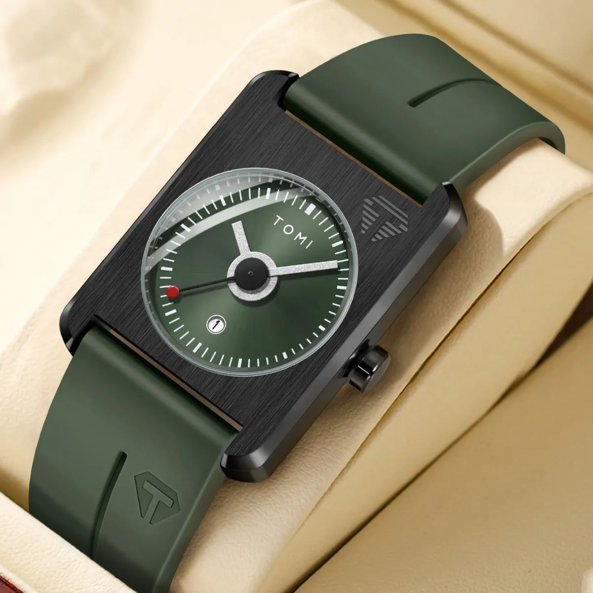 Fashion Korean Square Calendar Quartz Watch Soft Rubber Band Sport Outdoor Waterproof Wristwatch for Students Adults