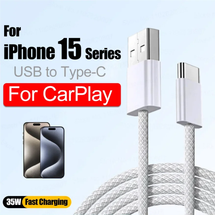 

35W USB to Type C Cable For iPhone 15 16 17 Pro Max Fast Charging Cables Connect CarPlay Exclusive For Apple 17 Type-C Data Line