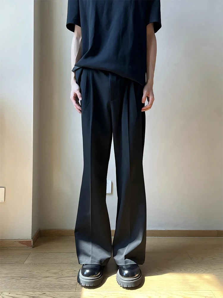 

Широкие мужские брюки свободного кроя для осени и зимы, прямой крой, элегантные, с эффектом драпировки, высококачественные, с манжетами-резинками