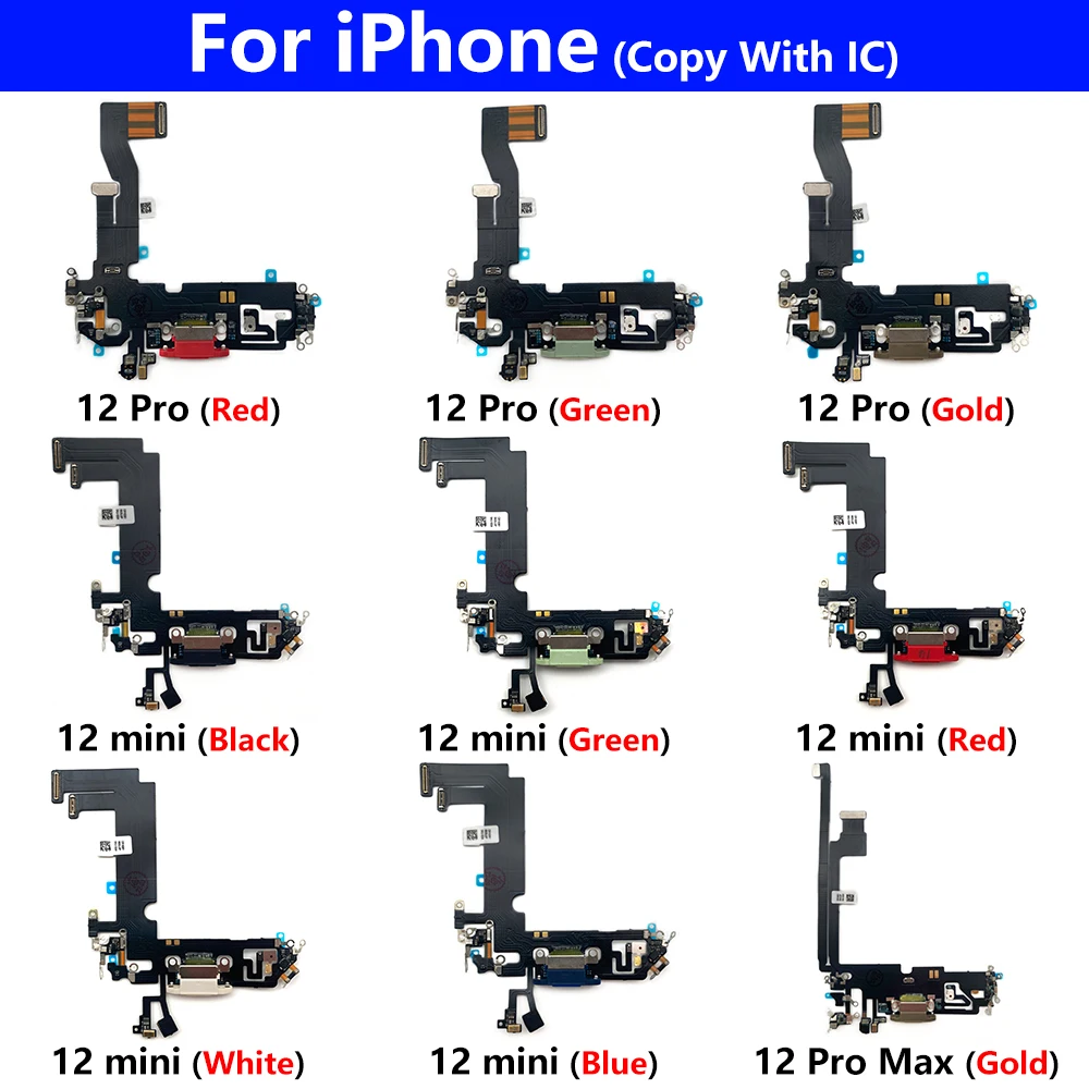 10 Pcs For IPhone 12 Pro Max USB Charging Port Dock Connector Charger Flex Cable For IPhone 12 Mini Charging Dock Replacement