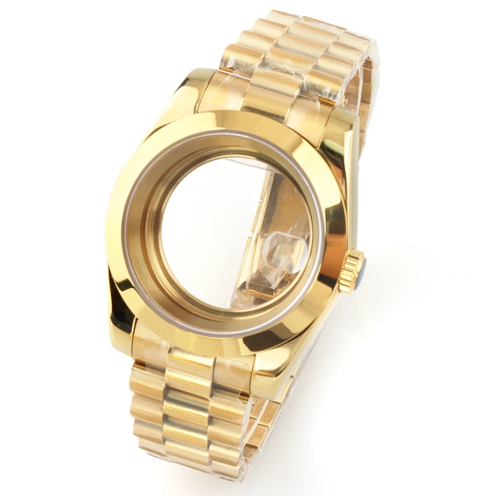 

36mm 39mm Case gold NH35 Presidential Bracelet Stainless Steel Fit Datejust NH35 NH36 Movement 28.5mm Dial Sapphire glass Case