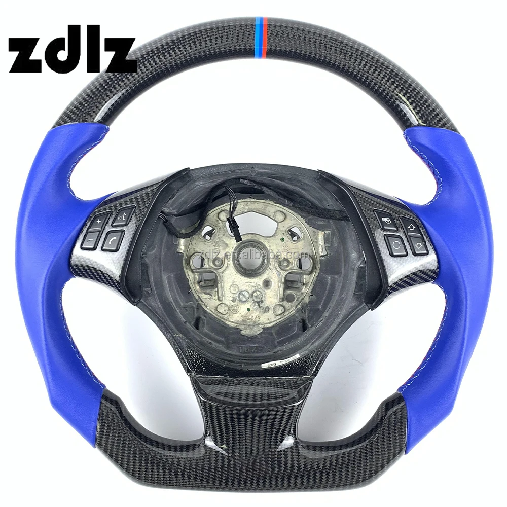 

Custom Blue Smooth Leather Carbon Fiber Steering Wheel For BMWS E91 E90 E92 E93 E39 E46 E60 E81 E82 E83 Z4 E89 E70 E71