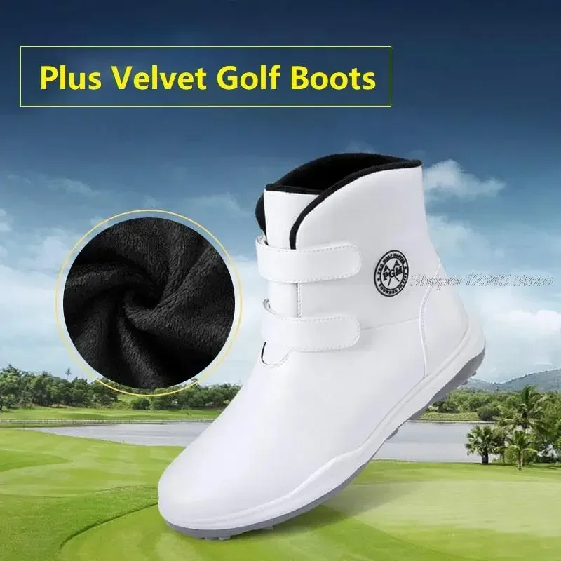 Pgm Golf Shoes Women Winter Waterproof Boots Spikes Non-Slip Sneakers Ladies Velvet Warm Golf Boots High Ankle Walking Shoes