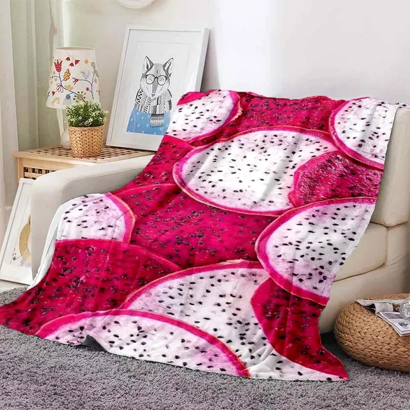 

Fruit Watermelon Printed Blanket Strawberry Flannel Blanket Aircraft Travel Decoration Soft Warm Bed Cover Thin Blanket