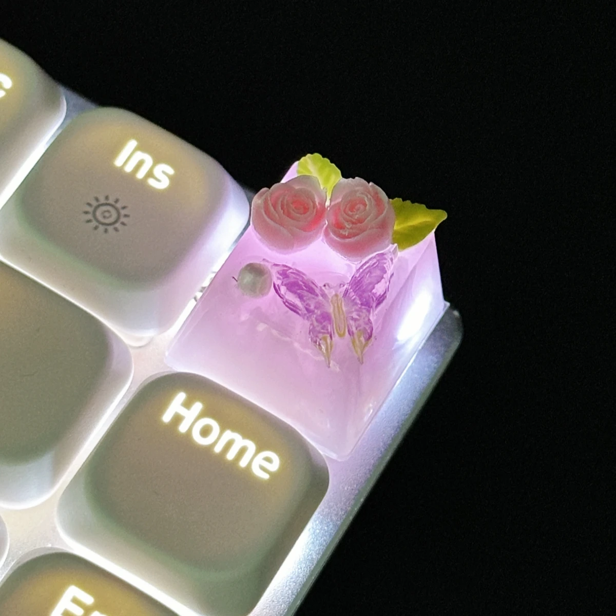 

Customize Your Keyboard with Beautiful Drop Glue Butterfly Flowers Keycaps - PBT Axis Cherry MX Artisan Pink Kawaii Accessories