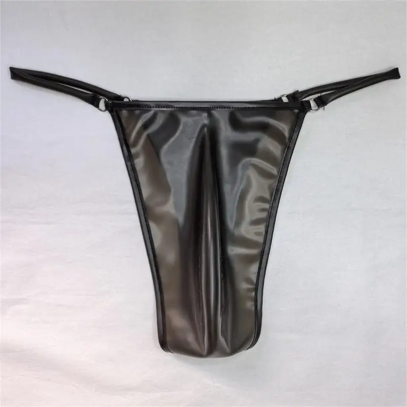 Transparent Latex Mens Pouch Bag Thongs G String Cover Penis Sexy Lingerie Shiny Male Underwear Sleepwear Low Rise Tanga Hombre