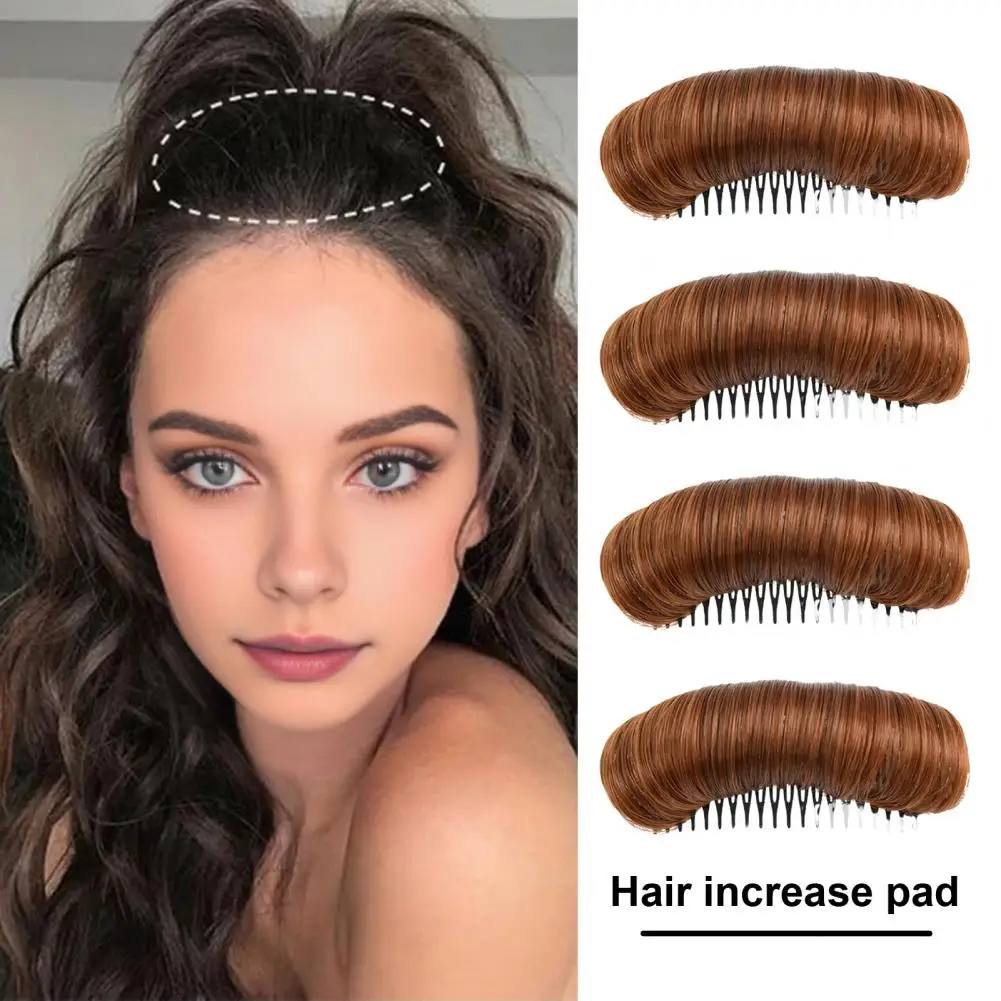 4Pcs 10.5cm Hair Bun Invisible Fluffy Hair Pad Black Brown False Wig Clip Comb Hair Volume Base Bump Styling Tool Accessories