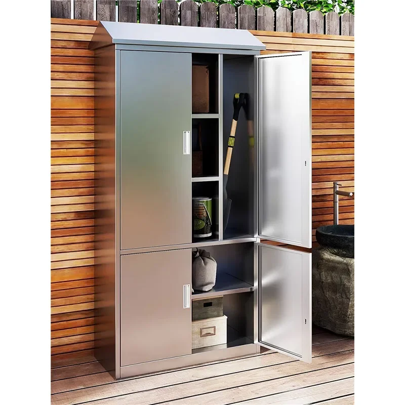 Customized 304 stainless steel outdoor cabinet outdoor storage with lock cleaning cabinet balcony cabinet waterproof sunscreen l