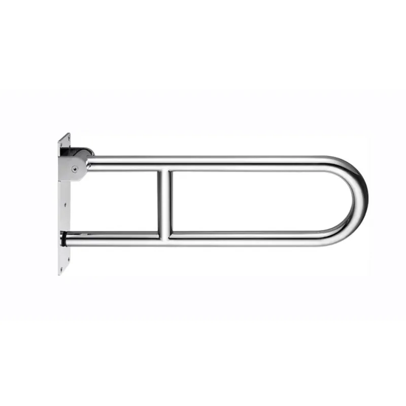 Stainless Steel U-Shaped Toilet Handrail Flip-Up Down Bathroom Folding Grab Bar for Handicap & Disabled Safety
