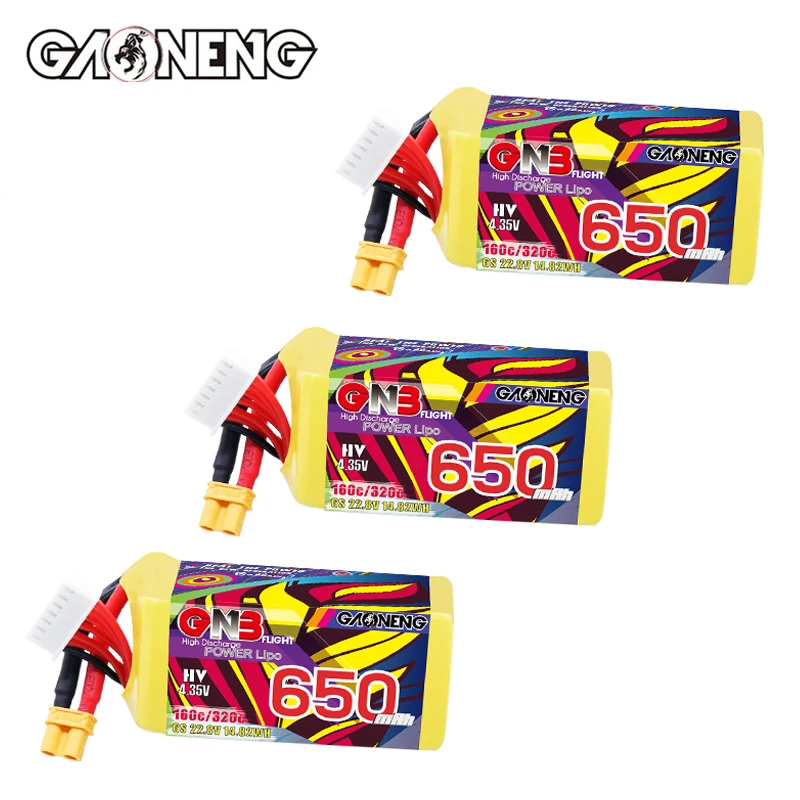 GNB 6S 650mAh 22.8V 160C/320C HV يبو بطارية ل FPV سباق الطائرة بدون طيار كوادكوبتر هليكوبتر طائرة RC أجزاء 22.8 فولت البطارية