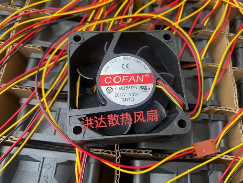 

COFAN F-6025M12B DC 12 В 0,20 А 60x60x25 мм 3-проводной вентилятор охлаждения корпуса