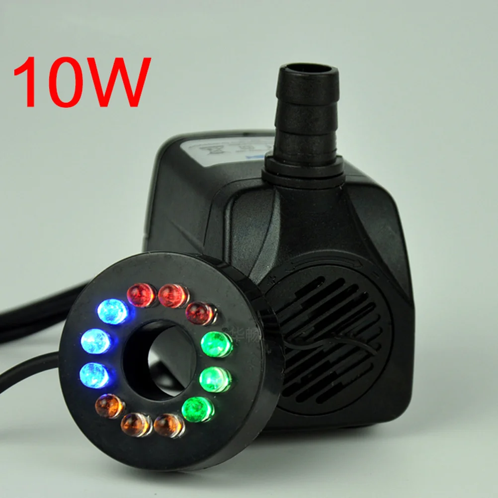 

10W Powerful Submersible Water Pump with LED Light Adjustable Water Flow for Fountains Ponds Aquarium Fish Tank Statuary with EU