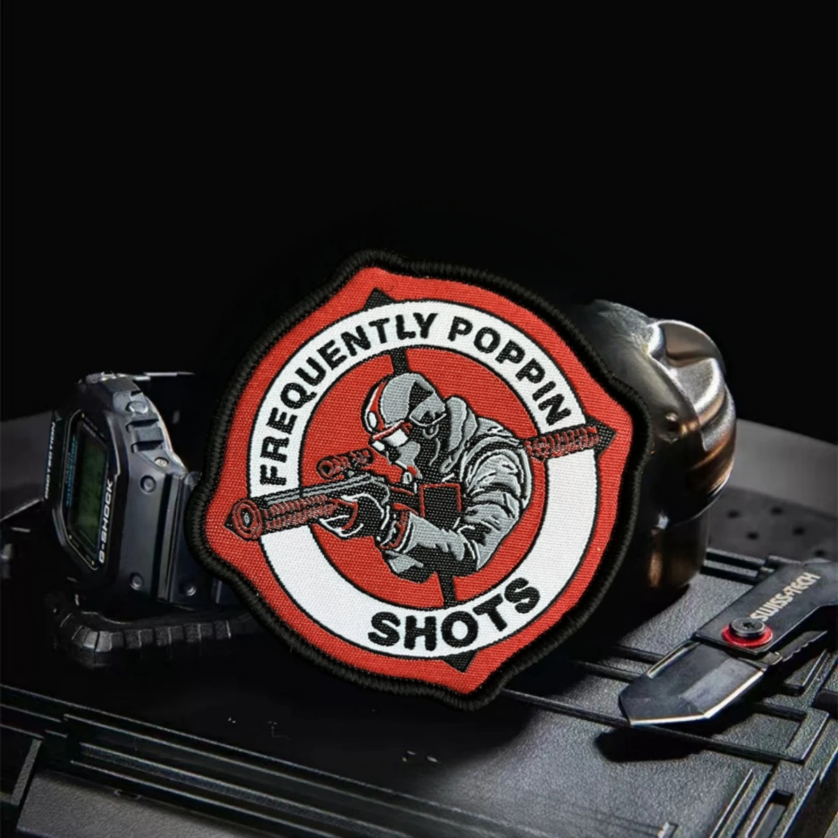 Shots Frequently Poppin Patch Tactical Sniper Morale Badge Backpack Sticker Embroidered Hook and Loop Patches Military Armband