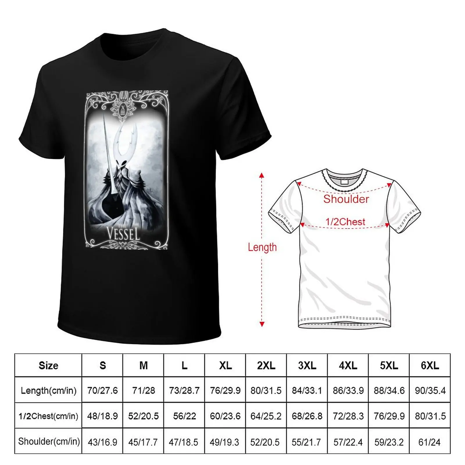 Hallownest Tarot: XIII - The Vessel T-Shirt Blouse oversizeds graphics vintage clothes T-shirts for men cotton