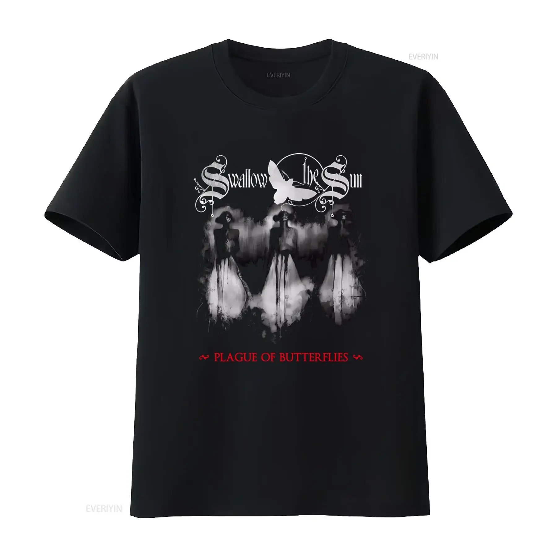 Softstyle T Shirt Swallow the Sun Theme Plague of Butterflies Design for  vintage Washed Stretched Slightly Casual Breathable