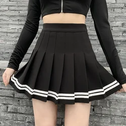 Striped Women Pleated Skirts Sexy High Waist Elastic Summer A Line Girls Dance Mini Fashion Sweet Female