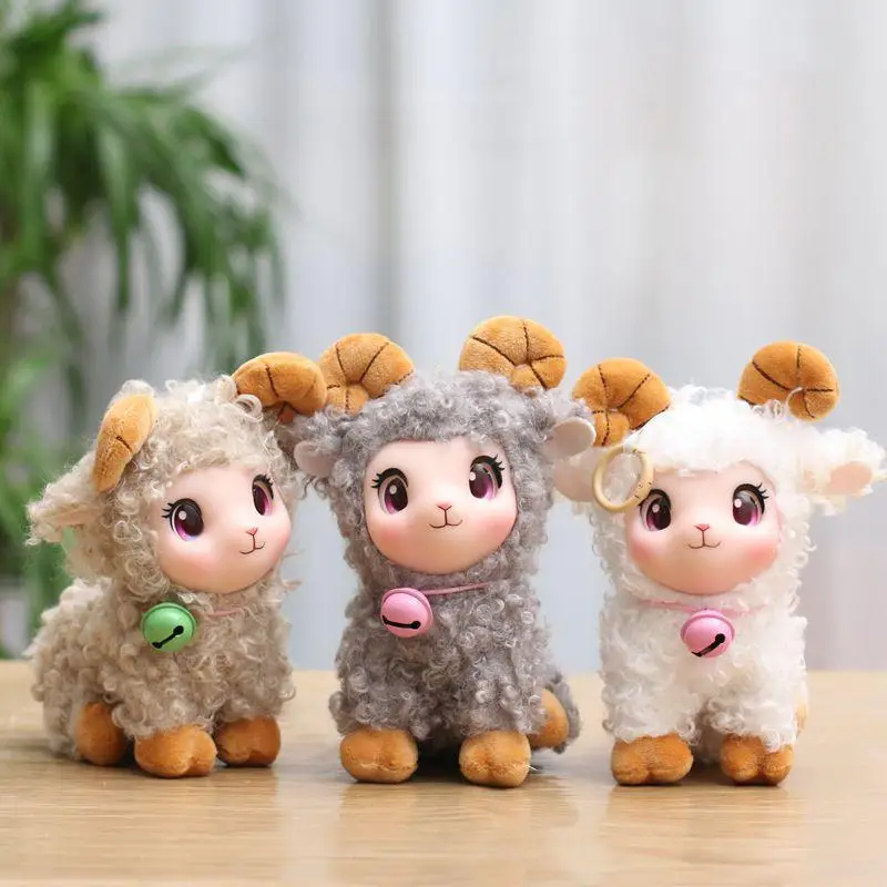Adorable Lamb Plush Toy With Bell Soft Vinyl Plush Stuffed Animal Cuddly Sheep  Practical Bag Charm Room Accent Birthday Gift