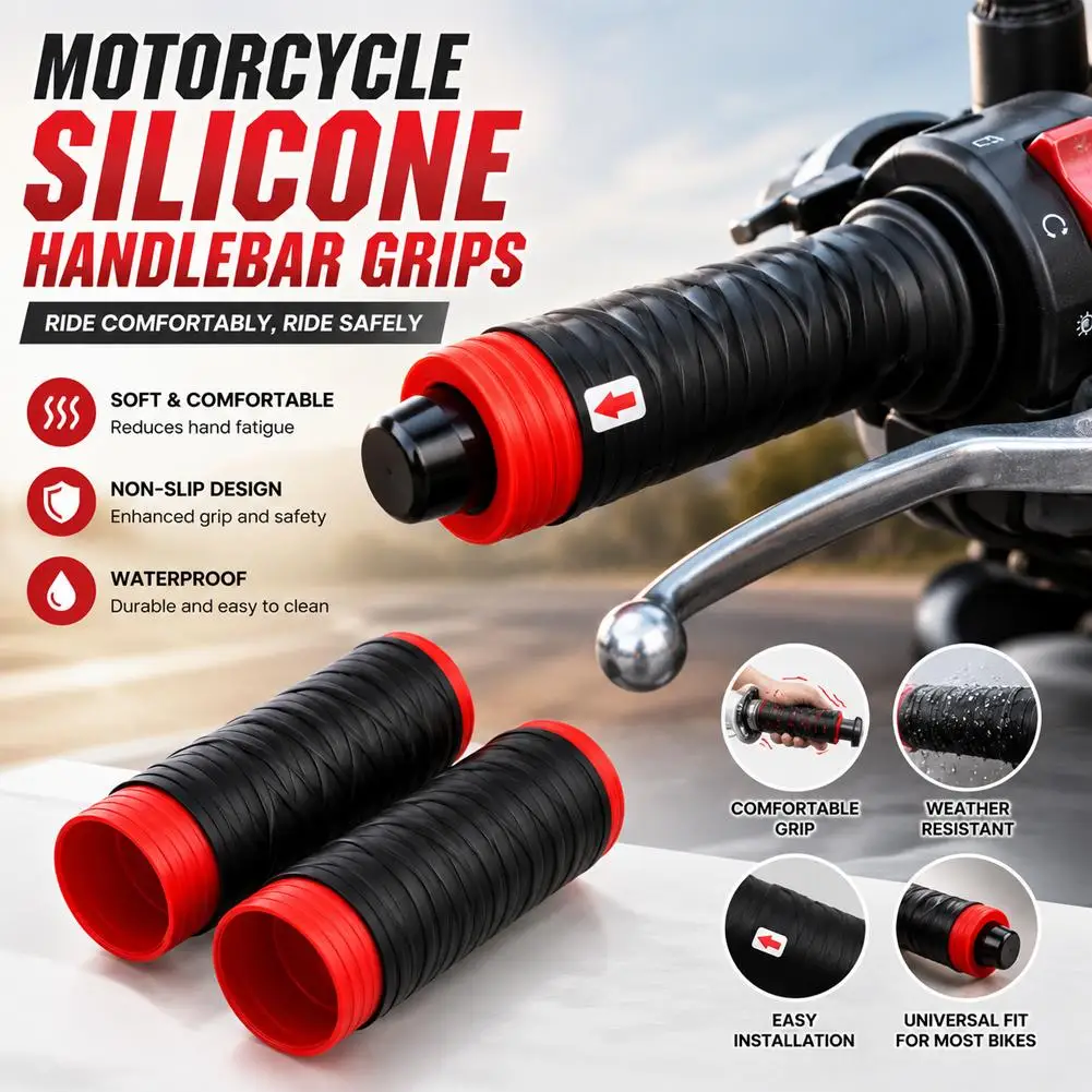 Upgrade Motorcycle Silicone Handlebar Cover Universal Self Shrinking Non-Slip Motorcycles Grip Covers Sleeve Protector Cover