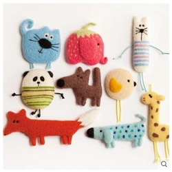 4~8cm unfinishedAnimals fighting cartoon brooch kit wool needlepoint set wool felt needle felting craft needlecraft DIY handmade