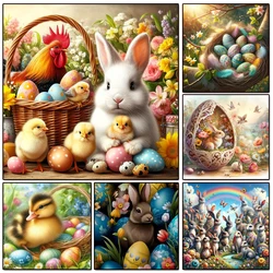 5d Diy Diamond Painting New 2025 Easter Bunny Diamond Mosiac Home Decor Rooster Flower Easter Egg Embroidery Wall Art Gift