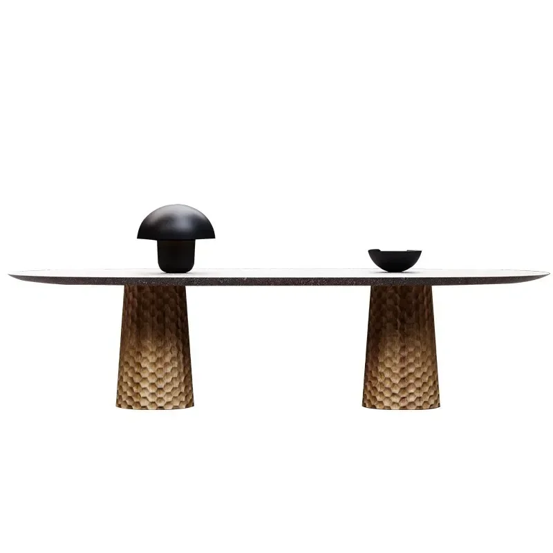 

Nordic outdoor rattan tables and chairs, light luxury rock slabs, balcony villa hotel western restaurant outdoor waterproof