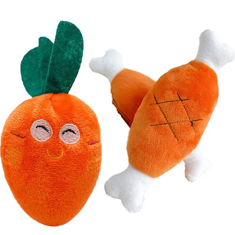 

1PCS Durable Plush Toy Carrot Bone Stuffed Squeaking Toys For Dog Teeth Cleaning Squeaker Toys Supplies Squeaky Intelligence Toy