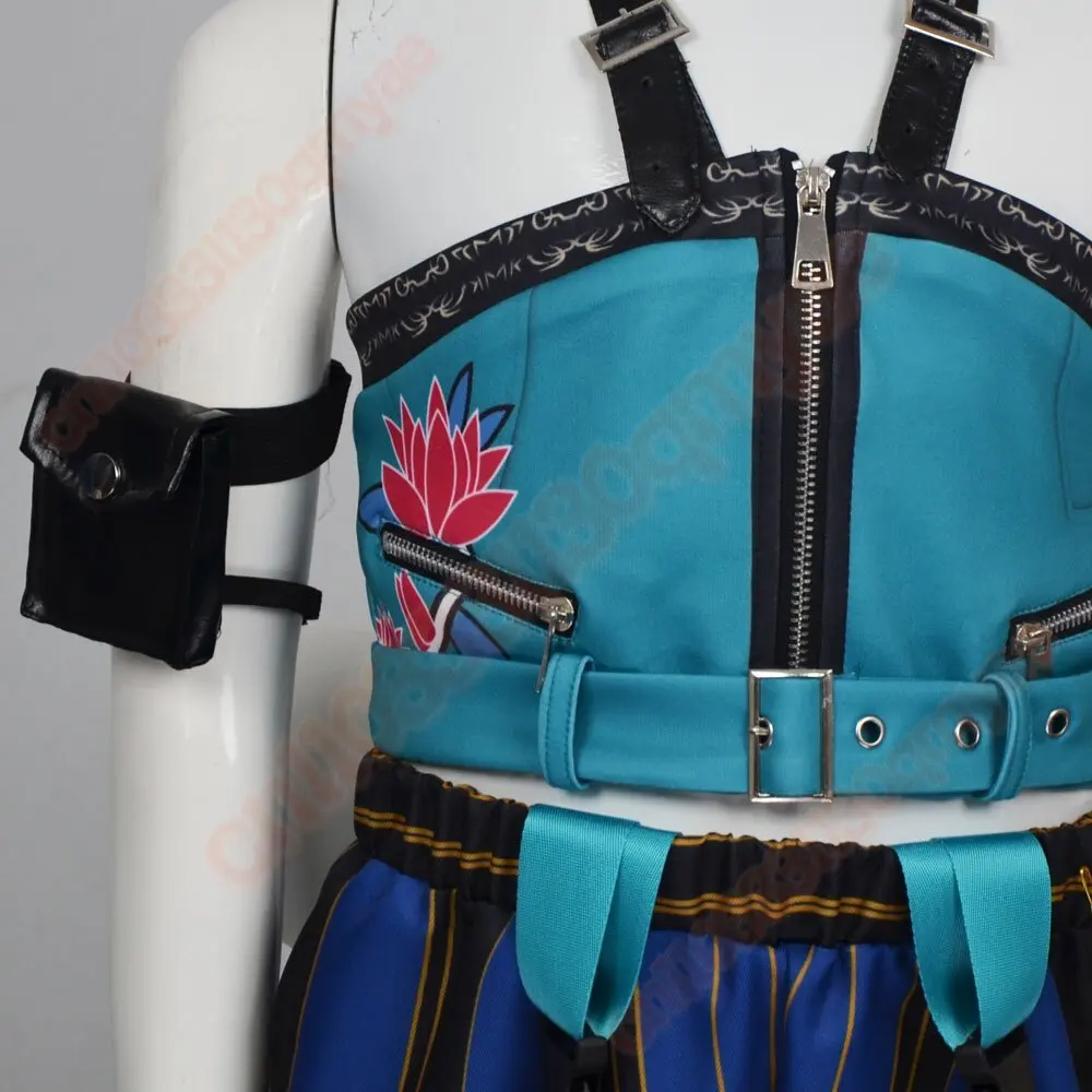 K팝 데몬 헌터즈 2025 영화 코스프레 의상 세트 (어린이용) - 조이 상의, 하의, 벨트, 할로윈 파티 소품, 무대 공연 액세서리