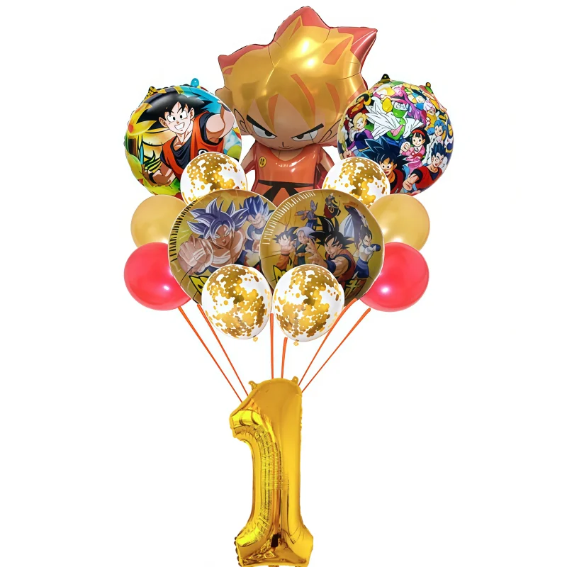 14pcs Dragoned Ball Goku figure Birthday Party Cartoon Character Head 32Inch Birthday Digital Foil Balloon Baby Shower Birthday