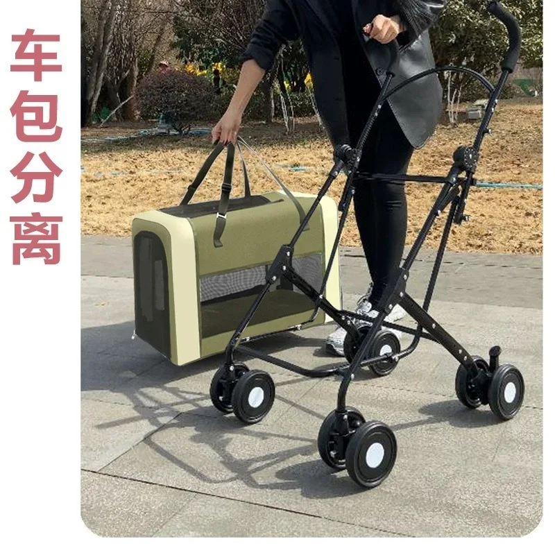 Lightweight Foldable Detachable Pet Stroller Outdoor Hand Cart for Small Medium Dogs Cats Walking Travel Pet Supplies