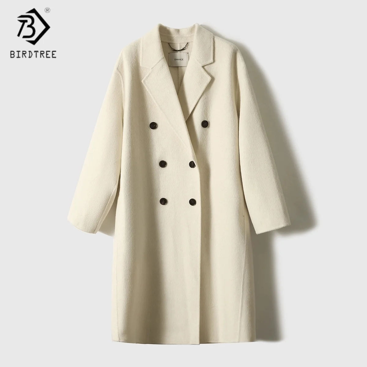

Birdtree,100% Sheep Wool Long Coat,Women Lapel Warmth Jackets,Double-side Woolen,Commuting,2025 Autumn Winter Overcoat T5N909JF