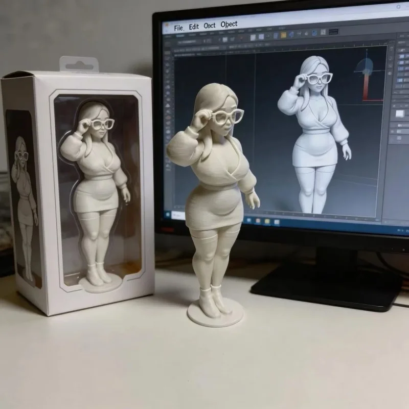 3D Printed Slightly Chubby Model With Glasses Pure Desire Style Semi-finished DIY Figure Adult Bedroom Art Decor Ornament Gift