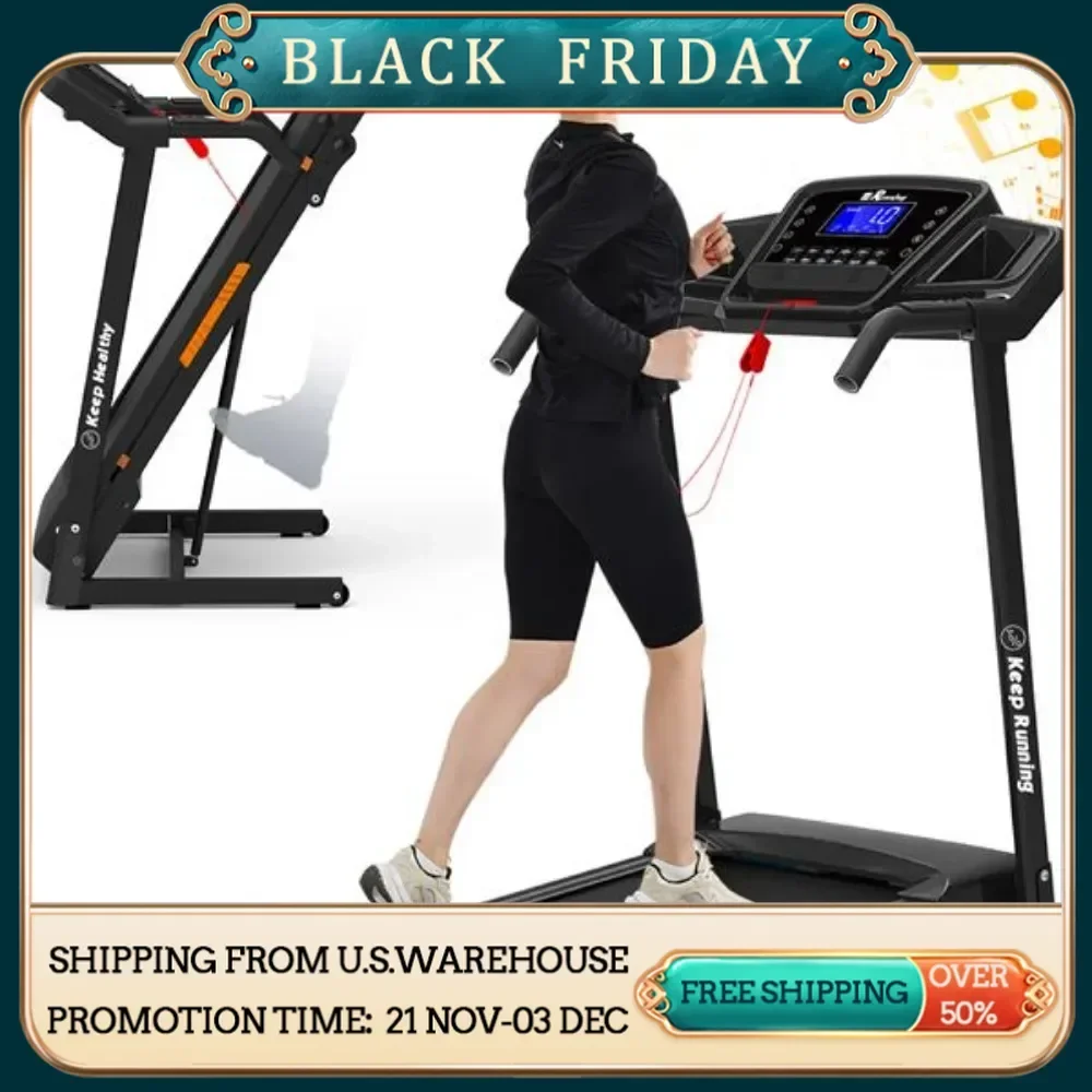 Foldable Treadmill with Incline Folding Treadmill for Home Electric Treadmill Handrail Controls Speed Pulse Monitor Treadmills